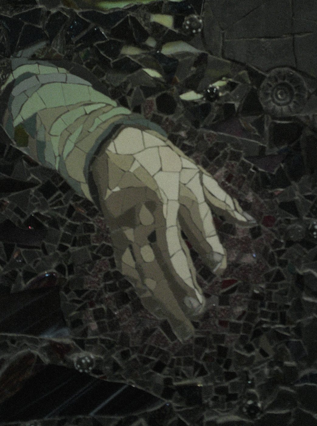 Mosaic hand, detail