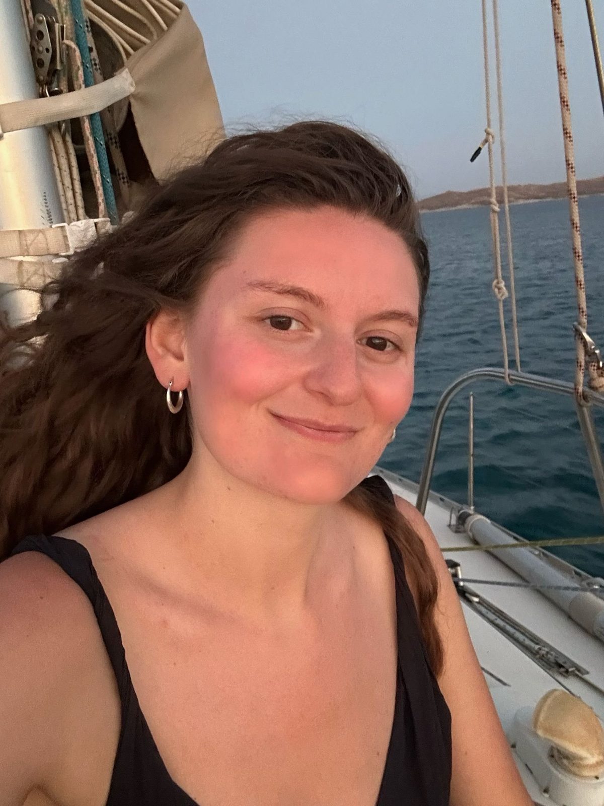 Selvaggia Bonetti on board a sailing vessel.